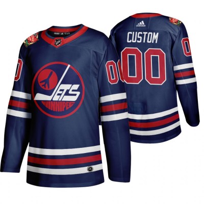 Winnipeg Jets Custom Men's 201920 Heritage Classic Wha Navy Stitched NHL Jersey